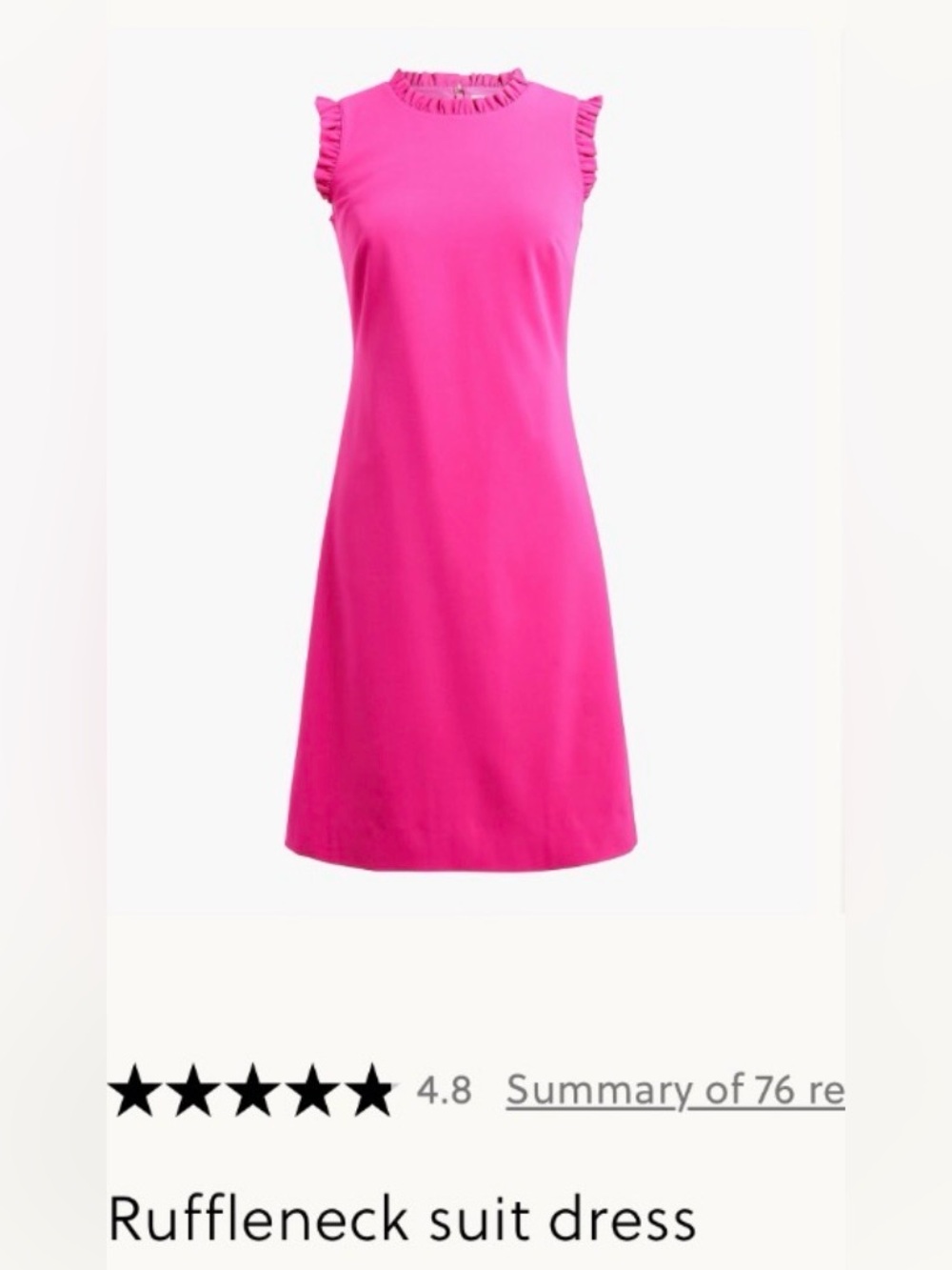 J. Crew Fuchsia Ruffle Neck Shift Dress